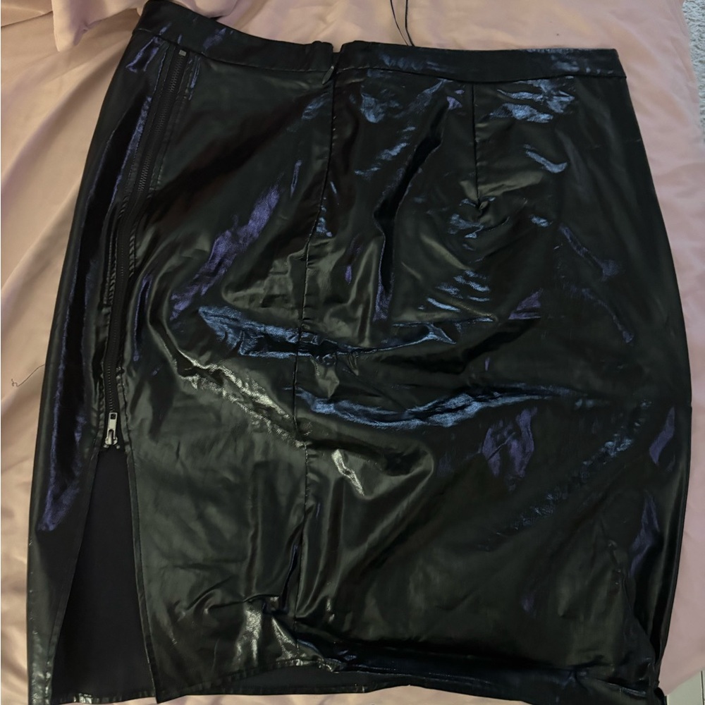 Forever 21 Black Faux Leather Pencil Skirt with Side Zipper